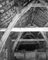 Interior of cruck-built barn with 4 or 5 bays, part of the outbuildings of Norton House, Norton Lane. Dated around 17th century (It seems probable that these buildings are contemporary with the previous Norton House, built 1623). Demolished August 19