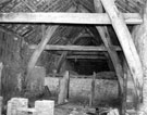 Interior of cruck-built barn with 4 or 5 bays, part of the outbuildings of Norton House, Norton Lane. Dated around 17th century (It seems probable that these buildings are contemporary with the previous Norton House, built 1623). Demolished August 19
