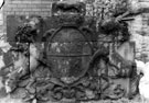 Large stone Coat of Arms of Duke of Norfolk, in grounds of old Gin Stables, Stafford Lane (former Gin Stables Lane) and Ingram Road, Park. This piece of stonework appears in a 1900s postcard in the grounds of Beech Hill, Norfolk Park Road