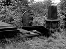 Sarcophagus destroyed by vandals, General Cemetery. Gravestones near the Non Conformist Chapel