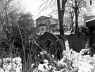 General Cemetery. Overgrown gravestones looking towards the former General Cemetery Company Offices