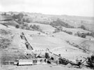 Broomhead Reservoir showing trench excavations and gantry, September 1916, Ewden Valley Broomhead Reservoir showing trench excavations and gantry, September 1916, Ewden Valley
