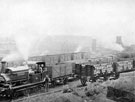 Thorncliffe Works, Newton Chambers Ltd. Industrial locomotives carrying advertisements for Izal disinfectant