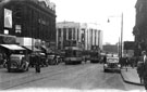 View: y02610 High Street looking towards Blitz damaged former Montague Burton Ltd., tailors, showing Nos. 51 - 55 High Street with Nos. 35 - 37 England's Smart Shoes Ltd. (extreme left) and Hall Higham and Co. Ltd., wholsale milliners