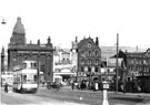 View: y02619 Fitzalan Square from High Street showing Barclays Bank; News Theatre (formerly Electra Palace Picture Theatre) and Bell Hotel