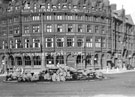 Town Hall Square Rockery showing the Albany Hotel ; Yorkshire Penny Bank and Montgomery Hall (extreme right)