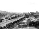 Pond Street Bus Station and College of Technology under construction, Pond Street from the steps up to Arundel Lane