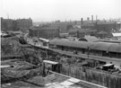 View from Arundel Lane of College of Technology under construction; Pond Street Bus Station and Pond Hill