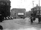 View: y02638 Fitzalan Square looking towards The Odeon Cinema, Flat Street showing General Post Office (extreme left) and  junction with Norfolk Street and No. 2/4  Elephants Inn