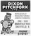 Advertisement in Kelly's Directory 1961 for Dixon Pitchfork Ltd., wholesale manufacturing confectioners, Nos. 290 - 300 Broadfield Road