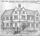 Artists impression of Attercliffe Branch Library from a newspaper article about the opening in the Sheffield Daily Telegraph; opened on Saturday 11th August 1894 