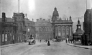 Market Place lookng towards Birmingham and District Counties Banking Company; Commercial Street and the Cabmans Shelter, Fitzalan Street right