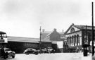 Rear of Norfolk Market Hall and T. Hastings, fruit and potato merchant, Castlefolds Market, Castle Folds