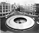 Elevated view of Castle Square and The Hole in the Road looking towards J. Walsh and Co. department store, High Street