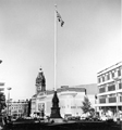 Barkers Pool War Memorial looking towards the Gaumont Cinema and Town Hall with Cole Brothers right