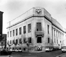 View: y02957 Central Library from the junction of Tudor Street (left) and Surrey Street showing carved detail entitled Knowledge