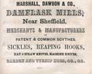 Marshall, Dawson and Co., Dam Flask Mills, merchants and manufacturers scythes, knives etc., from an advertisement in Melville Co.'s Commercial Directory of Sheffield