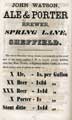 John Watson, ale and porter brewer, Spring Lane