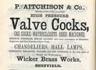 P. Aitchison and Co., high pressure valve cock manufacturer etc., Wicker Brass Works