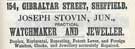 Joseph Stovin jun., watchmaker and  jeweller, No. 154, Gibraltar Street