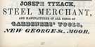 Joseph Tyzack, steel merchant, New George Street, Sheffield