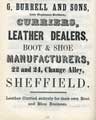 G. Burrell and Sons, lether dealers and boot and shoe manufacturers,  22 and 24 Change Alley