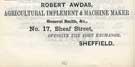 Robert Awdas, agricultural implement and machine maker, No. 17, Sheaf Street