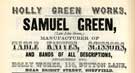 Samuel Green, manufacturer of table knives and scissors , Holly Green Works, No. 110 Button Lane