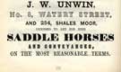J. W. Unwin, saddle horse and conveyance hirer, No. 8 Watery Street and 254 Shalesmoor