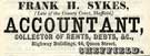 Frank H. Sykes, accountant, Highway Buildings, 44 Queen Street