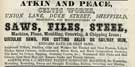 Atkin and Peace, saw and file manufacturer, Celtic Works, Union Lane, Duke Street