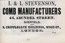 L and I Stevenson, comb manufacturers, No. 44 Arundel Street