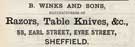 B. Winks and Sons, razor and table knife manufacturer, No. 55 Earl Street, Eyre Street