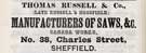 Thomas Russell and Co., saw manufacturer, Canada Works, No. 38 Charles Street