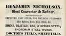 Benjamin Nicholson, steel converter and refiner, Shoreham Steel Works, Doctors Field