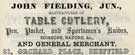 John Fielding junior, cutler, No. 31 Orchard Place