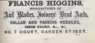 Francis Higgins, awl manufacturer, No. 7 Court, Garden Street