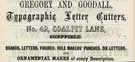 Gregory and Goodall, typographic letter cutters, N0. 42 Coal Pit Lane