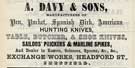 A. Davy and Sons, knife manufacturer and razor, scissors and spoon dealer, Exchange Works, Headford Street