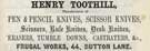 Henry Toothill, scissor and knife manufacturer etc., Frugal Works, No. 44 Button Lane