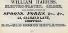 William Harris, electro plater and guilder, No. 23 Orchard Lane