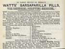 Joseph Watts, Watts Sarsaparilla Pills, chemist, No. 89 High Street, Attercliffe
