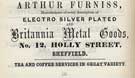 Arthur Furniss, electro plated and Britannia metal goods manufacturer, No. 12 Holly Street