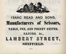 Isaac Read and Sons, scissor; razor; knife; pen and  pocket knife manufacturer, Lambert Street