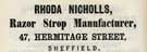 Rhoda Nicholls, razor strop manufacturer, No. 47 Hermitage Street