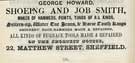 George Howard, shoeing and job smith, No. 22 Matthew Street