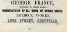 George France, spring knife manufacturer, Roebuck Works, Love Street