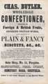 Chas. Butler, wholesale confectioner, sale shop, No. 11 Fargate; manufactuory. Pearl Street