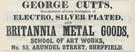 George Cutts, electro plate and Britannia metal manufacturer, School of Art Works, No. 53 Arundel Street