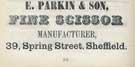 E. Parkin and Son, scissor manufacturer, No. 39 Spring Street